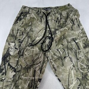 Rebel Minds Pants Mens Small Camo Green Cargo Drawstring Polyester Stacked Style